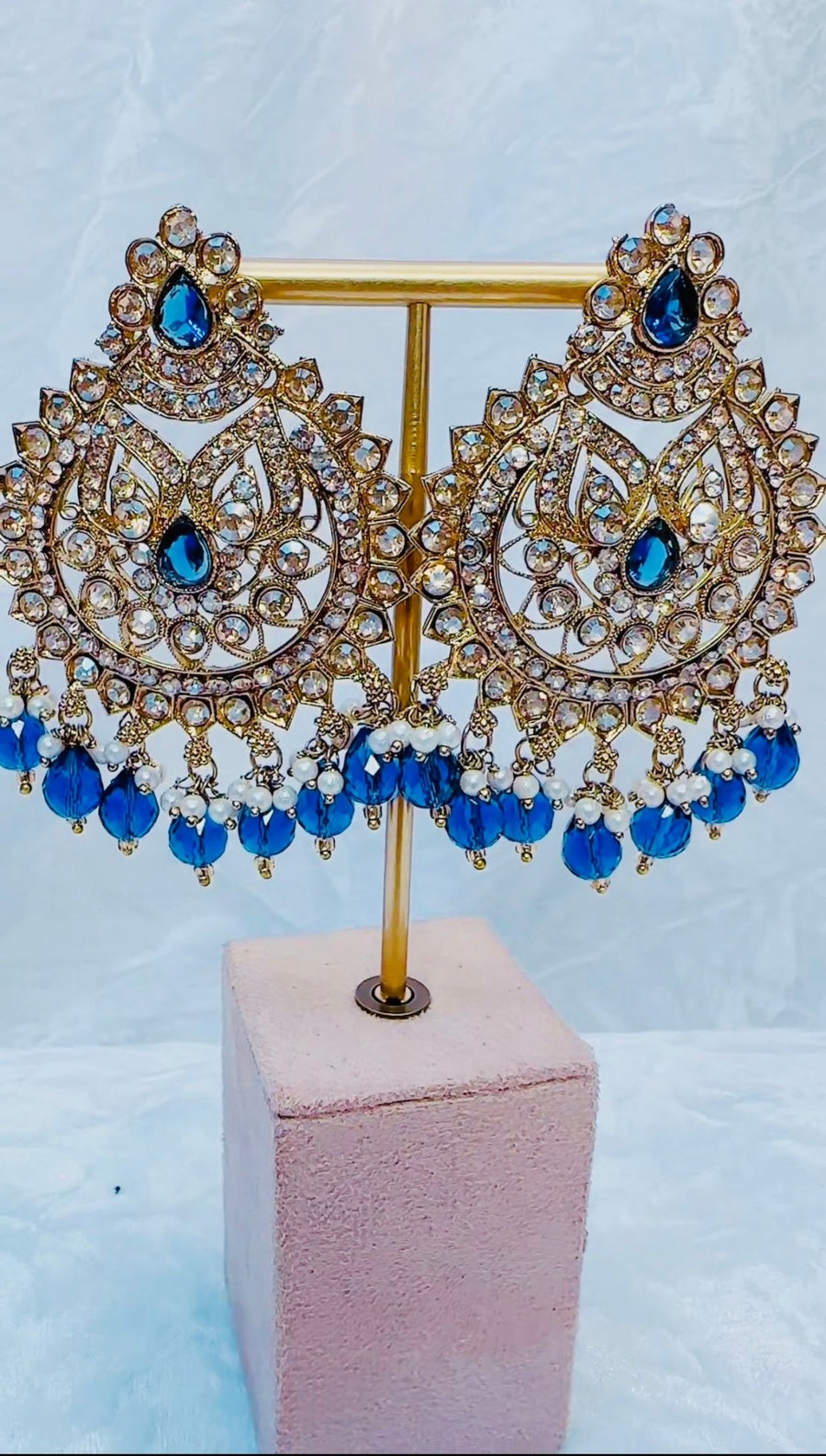 Indian Pakistani Jewellery Rahma: Blue earring & tikka set - Bijoux Pieces