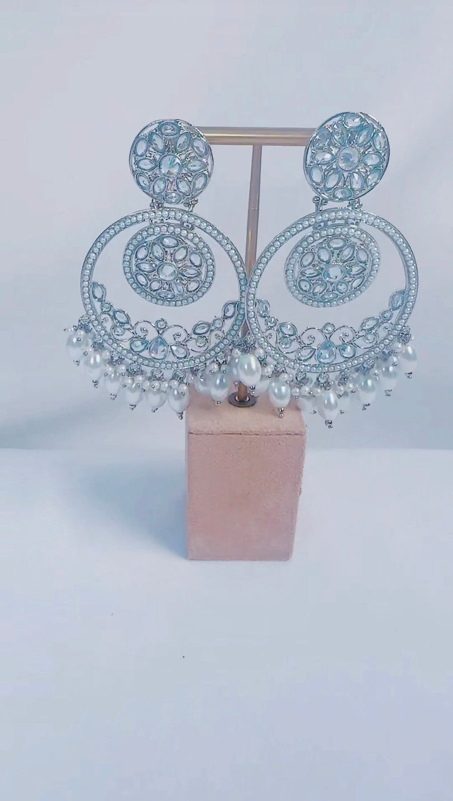 Indian Pakistani Jewellery  Emira : Silver earrings with tikka - Bijoux Pieces