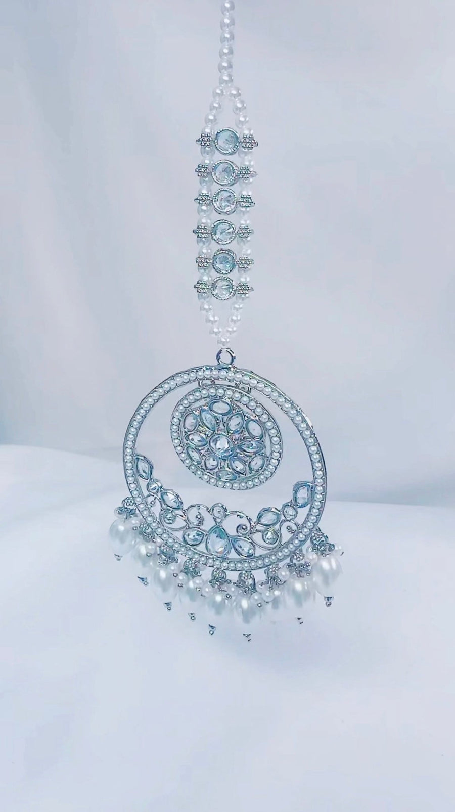 Indian Pakistani Jewellery  Emira : Silver earrings with tikka - Bijoux Pieces