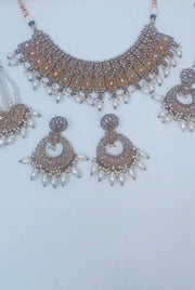 Indian Pakistani Jewellery  Hajar: Jewellery set, tikka, chand bali earrings, jhoomar and choker necklace set - Bijoux Pieces