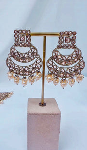 Indian Pakistani Jewellery Hanifa: gold, choker, earring and tikka set - Bijoux Pieces