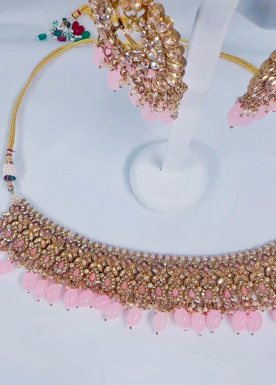 Indian Pakistani Jewellery Juhainah: baby pink choker set - Bijoux Pieces