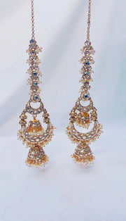 Indian Pakistani Jewellery Karima: mirrored polki earrings with tikka - Bijoux Pieces