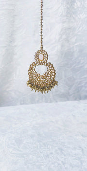 Indian Pakistani Jewellery Khalilah: gold earring and tikka set - Bijoux Pieces