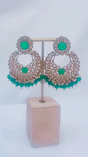 Indian Pakistani Jewellery Khalilah: green earring and tikka set - Bijoux Pieces