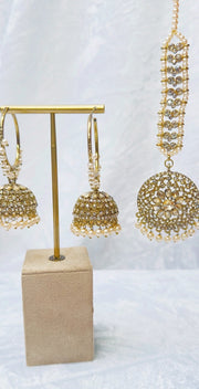 Indian Pakistani Jewellery Nazma: Earring & tikka set - Bijoux Pieces