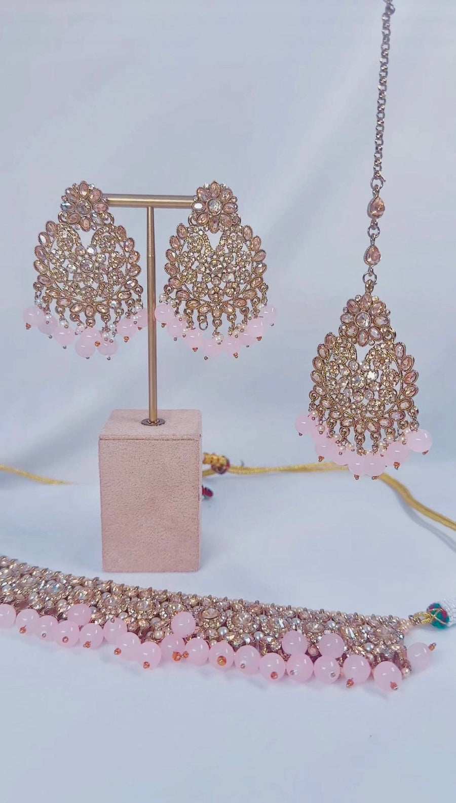 Indian Pakistani Jewellery Zara: baby pink choker set - Bijoux Pieces