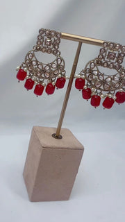 Indian Pakistani Jewellery Zayna: Red choker necklace, earring, tikka set - Bijoux Pieces