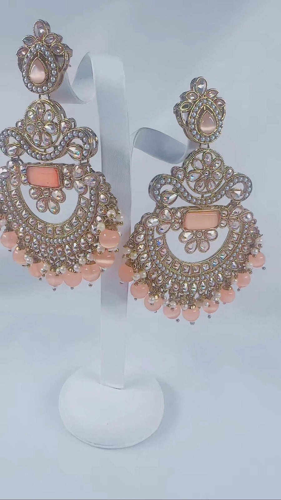 Basma Orange Gold & Pearl Tikka and earring set - Bijoux Pieces