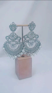 Basma silver & Pearl Tikka and earring set - Bijoux Pieces