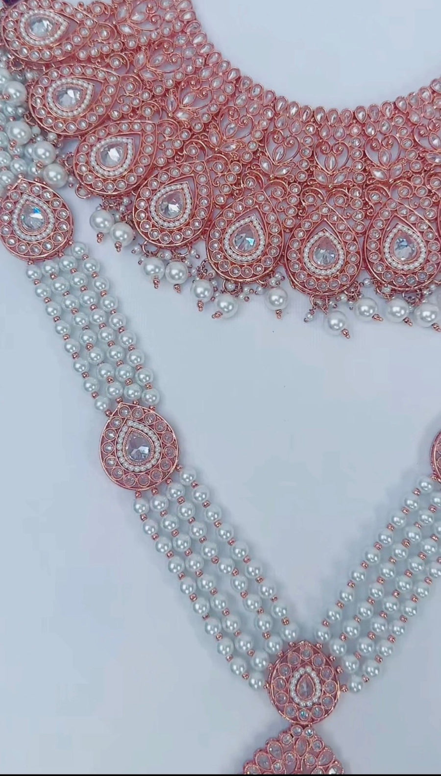 Dalal: Rose gold pearl jewellery set - Bijoux Pieces