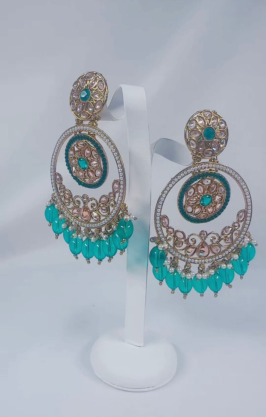 Eliya : Teal Earring & tikka set - Bijoux Pieces