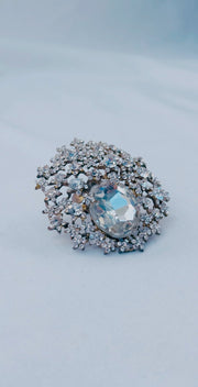 Lamya: Large silver gemstoned ring - Bijoux Pieces