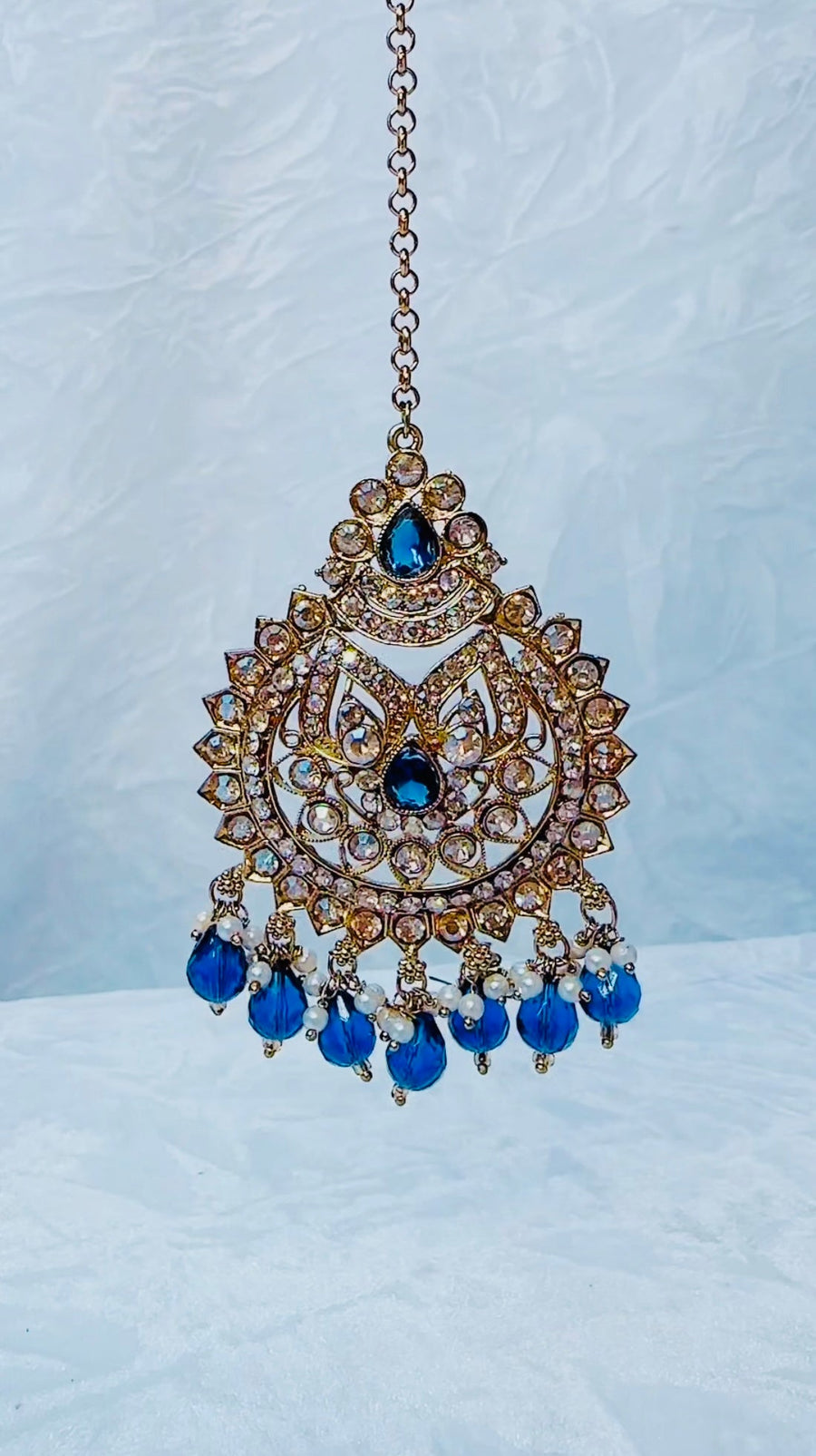 Rahma: Blue earring & tikka set - Bijoux Pieces