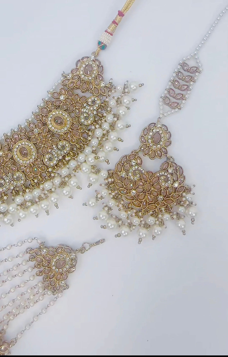 Yamama: Bridal set gold & pale pink - Bijoux Pieces