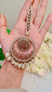 Imani: gold and pale pink earrings with tikka - Bijoux Pieces